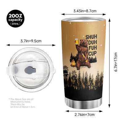 Bear Print Coffee Tumbler - 20oz Stainless Steel Mug for Forest Animal Lovers – Novelty Gift for Camping Enthusiasts