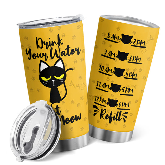 This 20oz tumbler features a yellow background and black cat design and is made of stainless steel, keeping your drinks hot or cold for hours. A great gift for any occasion, this tumbler is perfect for a stylish and practical gift.