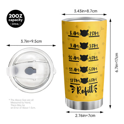 20oz Yellow Background And Black Cat Stainless Steel Tumbler - Keep Your Drinks Hot or Cold for Hours! The Perfect Gift for Any Occasion