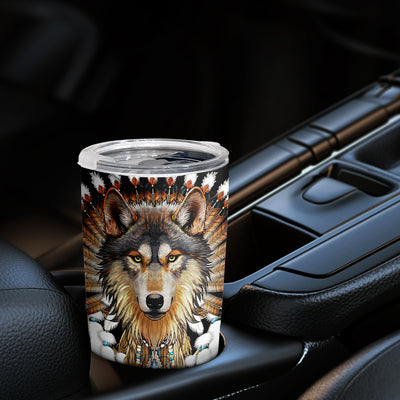 20oz Native American Wolf Insulated Travel Coffee Mug - Perfect Gift for Wolf Lovers