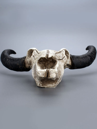 Nordic Style Imitation Resin Bull Skull Head Wall Decor: Ornate Animal Skeleton Art for Home