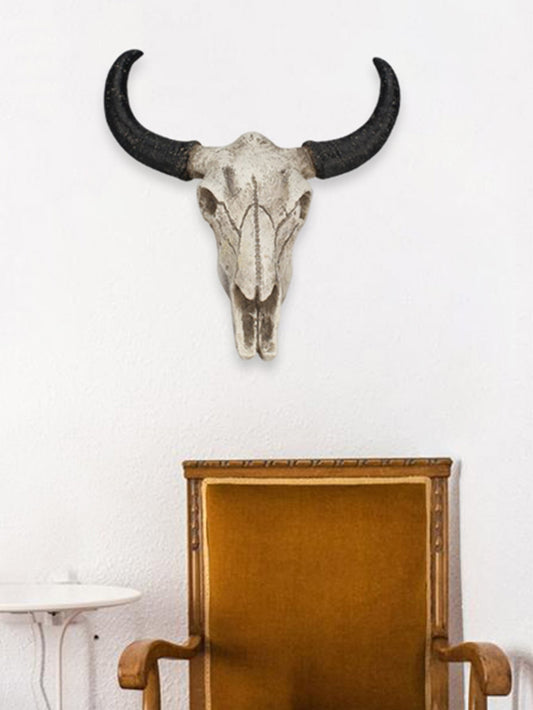 Nordic Style Imitation Resin Bull Skull Head Wall Decor: Ornate Animal Skeleton Art for Home
