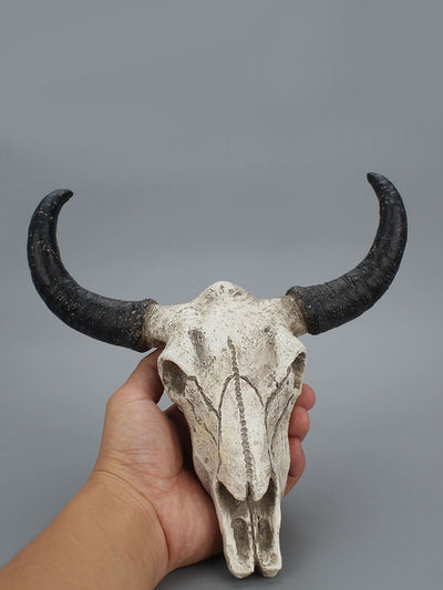 Nordic Style Imitation Resin Bull Skull Head Wall Decor: Ornate Animal Skeleton Art for Home