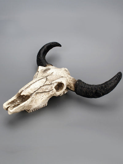 Nordic Style Imitation Resin Bull Skull Head Wall Decor: Ornate Animal Skeleton Art for Home