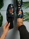 Sparkle and Shine: Black Glitter Mules for Women