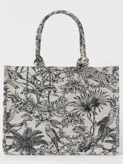 Vintage Boho Canvas Large Shopper Bag: Floral Graphic, Trendy and Minimalist, Perfect for Work and Travel