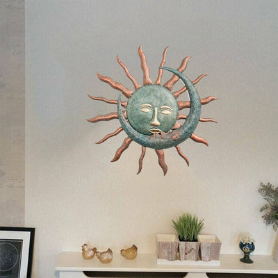 Vivid Sun, Moon, and Stars Metal Wall Art: Enhance Your Outdoor Spaces with Celestial Beauty