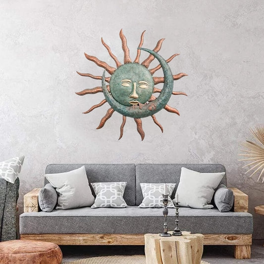 Vivid Sun, Moon, and Stars Metal Wall Art: Enhance Your Outdoor Spaces with Celestial Beauty