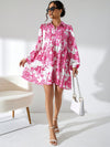 Garden Chic: Women's Plant Pattern Printed Shirt Dress