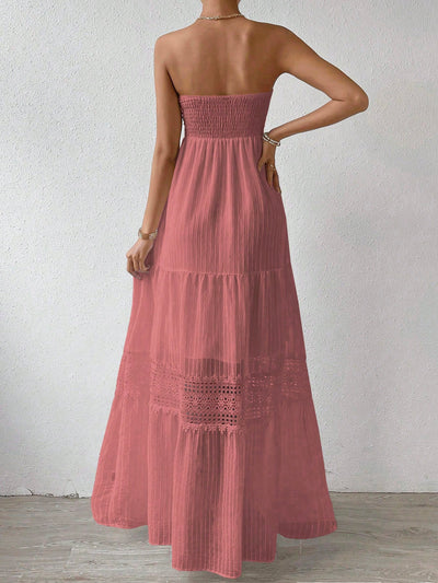 Frenchy Elegance: Solid Color Shirred Bustier Dress