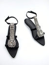 Women's Chic Rhinestone Party Flat Sandals with Chain Buckle Decoration