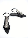 Women's Chic Rhinestone Party Flat Sandals with Chain Buckle Decoration