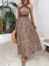 Vacation Ready: All Over Printed Crossover Halterneck Dress