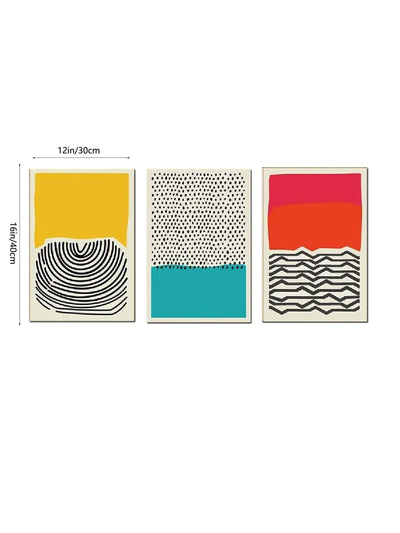 3-Piece Abstract Color Blocks Poster Set for Stylish Wall Decor