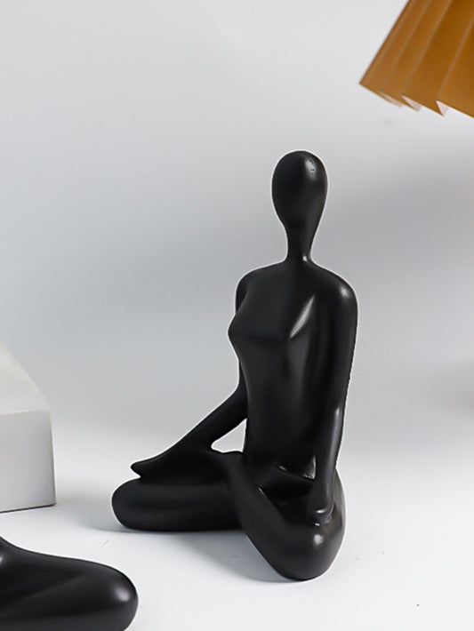Set of 3 Black Yoga Figurines: Stylish Decor and Props for Any Room
