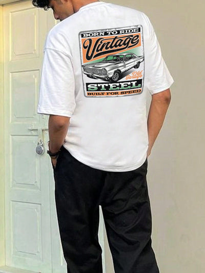 Men's Car Pattern and Letter Tshirt - A Perfect Blend of Style and Expression