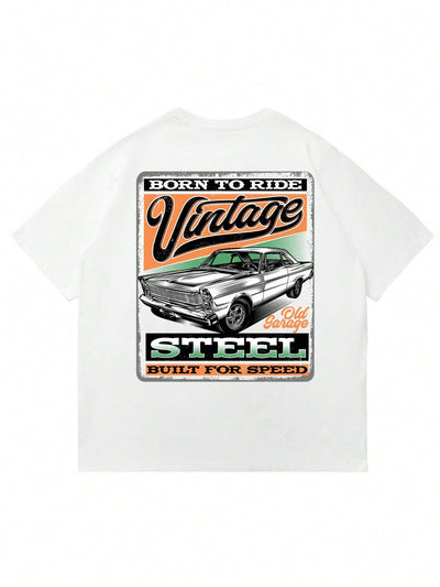 Men's Car Pattern and Letter Tshirt - A Perfect Blend of Style and Expression