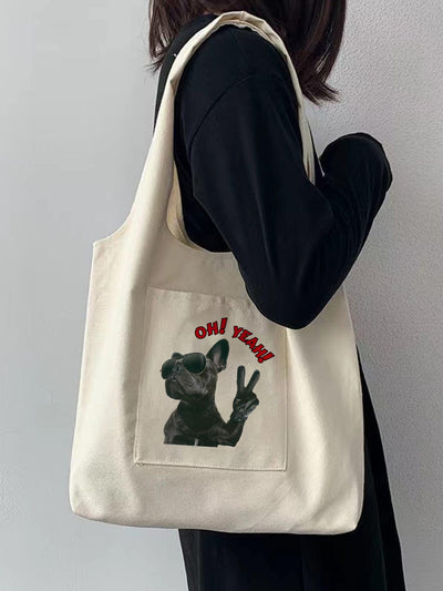 Versatile Minimalist Dog Printed Canvas Tote Bag for Dog Lovers