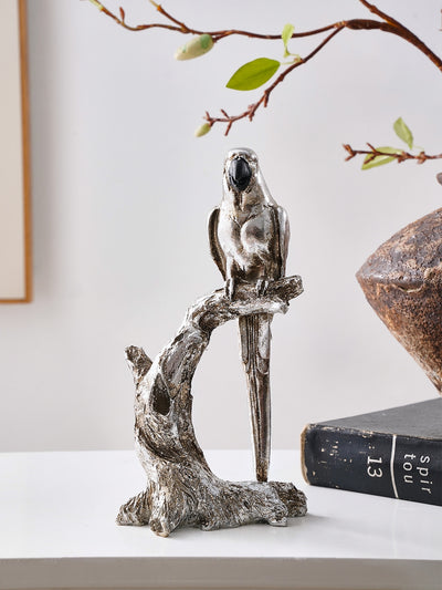 Modern Silver Parrot Resin Ornament: A Stylish Addition to Any Space