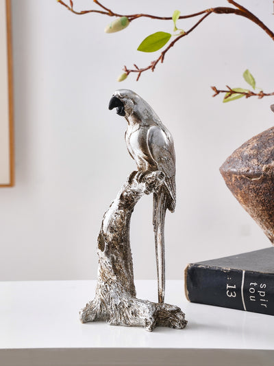 Modern Silver Parrot Resin Ornament: A Stylish Addition to Any Space