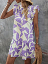 Boho Chic Dream: Allover Print Ruffle Trim Smock Dress