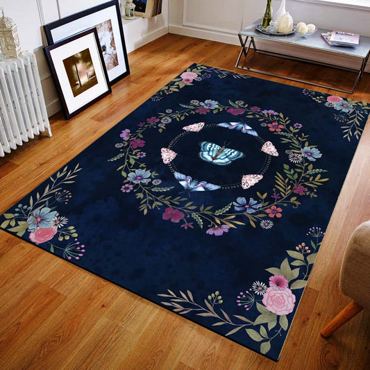 Make a charming addition to your home with this vintage butterfly flower pattern carpet. Crafted with a non-slip backing, this durable mat is designed to stay put in any kitchen or bathroom space. The bright pattern and vibrant colors will instantly uplift any home decor.