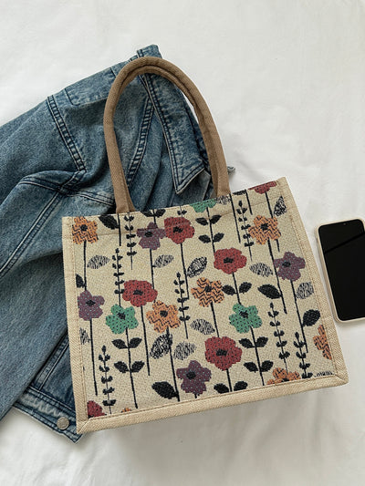 Vintage Flower Print Tote: The Stylish and Versatile High-Capacity Shoulder Bag