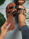 Stylish Leopard Print Women's Sandals: Comfortable Summer Casuals with Ankle Strap and Flat Heels