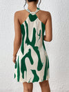 Sun-Kissed Style: Spring Break Graphic Print Halter Neck Dress