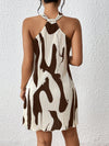 Sun-Kissed Style: Spring Break Graphic Print Halter Neck Dress