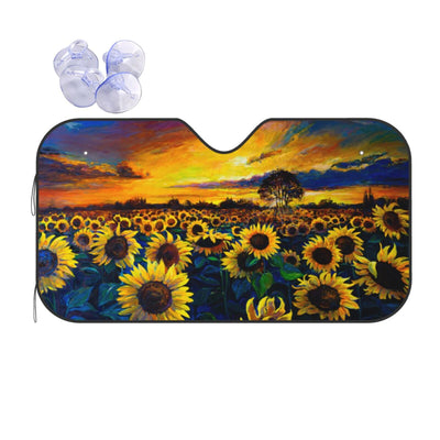 Upgrade to the Ultimate Sunflower Car Sun Shade: Keep Your Vehicle Cool with this Hardened-Glass Watercolor Sunshade!