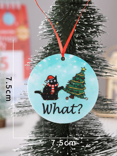 Whimsical Cartoon Cat Confusion: Acrylic Hanging Decor for a Festive Christmas Ambiance!