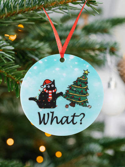 Whimsical Cartoon Cat Confusion: Acrylic Hanging Decor for a Festive Christmas Ambiance!