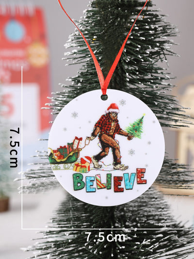 Santa's Chimpanzee: Adorable Acrylic Pendant for Festive Christmas Home Decor