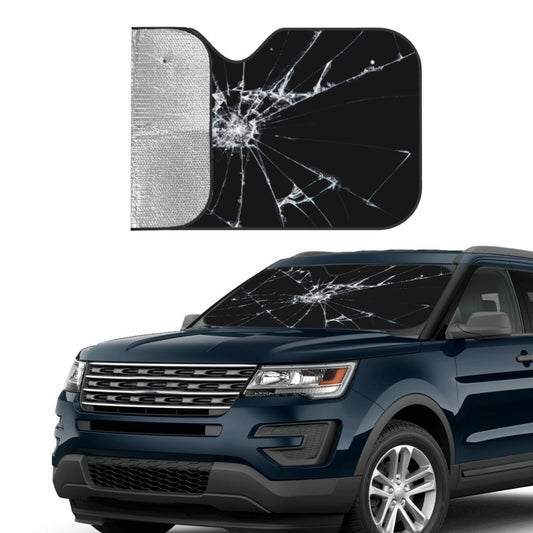 Stay cool in style with this universal-fit car sunshade. Its hilarious broken glass design adds fun to your vehicle while blocking up to 99% of harmful UV rays. Keep your car cooler and make people smile!