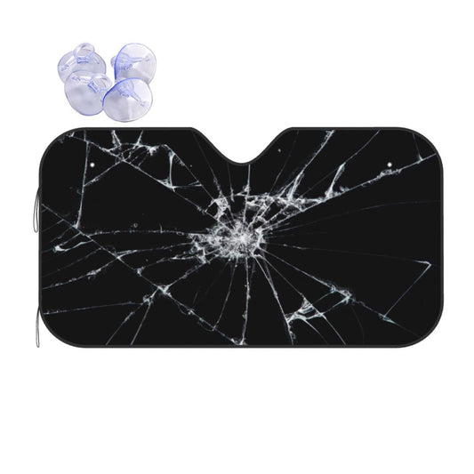 Stay Cool in Style: Funny Car Windshield Sun Shade with Hilarious Broken Glass Design - Universal Fit Car Front Window Sunshade to Protect and Keep Your Vehicle Cool