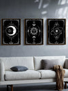 Heavenly Harmony: 3-Piece Sun and Moon Pattern Art Collection
