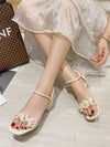 Sparkling Flower Rhinestone Chunky Heel Sandals: Step into Spring with Style