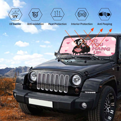 Ghost Face Windshield Car Sun Shade: Keep Your Vehicle Cool with Ultimate UV & Heat Protection - Universal Fit, Folding Sunshade for Front Windows