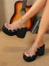 Sparkling Rhinestone Wedge Sandals with Platform Comfort