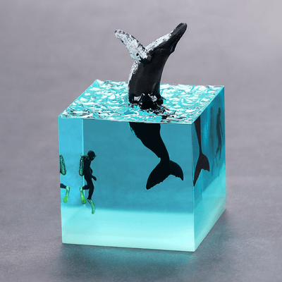 Ocean Resin Whale: A Magical Zodiac Cube Ornament, Night Light, and Novelty Gift for Valentine's Day, Bedroom, Nursery, or Bedside