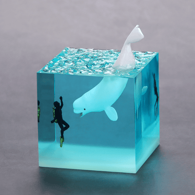 Ocean Resin Whale: A Magical Zodiac Cube Ornament, Night Light, and Novelty Gift for Valentine's Day, Bedroom, Nursery, or Bedside