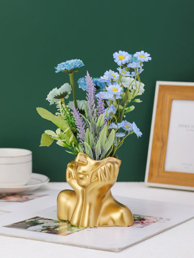 Nordic Golden Face Holding Flower Vase: A Unique Body Shape Design