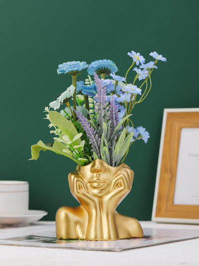 Nordic Golden Face Holding Flower Vase: A Unique Body Shape Design