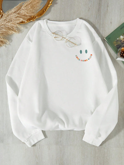 Slogan Expression Print Thermal-Lined Sweatshirt: Stay Cozy and Fashionable with this Trendy Winter Essential!