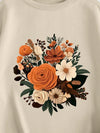 Cozy Floral: Thermal Lined Sweatshirt for Women