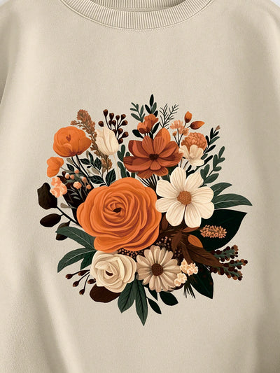 Cozy Floral: Thermal Lined Sweatshirt for Women