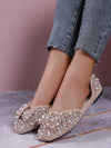 Sparkle and Shine Ballet Flats: Rhinestone and Faux Pearl Detailing