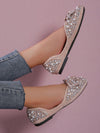 Sparkle and Shine Ballet Flats: Rhinestone and Faux Pearl Detailing