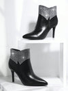 Glamorous Sparkle Stiletto Boots: Rhinestone Decor Side Zipper Chic